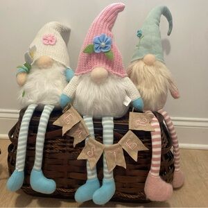 Set of Three Easter Gnomes with Striped Legs